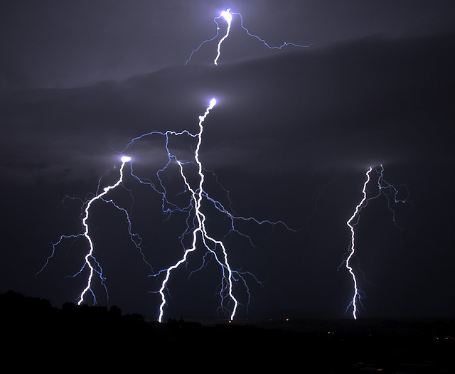 Curved laser beams could help tame thunderclouds